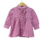  Ralph Lauren рубашка с длинным рукавом tops серебристый жевательная резинка в клетку оборка baby для девочки 12M80/48 размер розовый RALPH LAUREN