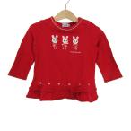  Miki House футболка с длинным рукавом tops животное рисунок оборка сделано в Японии baby для девочки 90 размер красный MIKIHOUSE