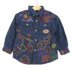  Miki House рубашка с длинным рукавом tops Denim рубашка вышивка сделано в Японии baby для мальчика 90 размер голубой MIKIHOUSE