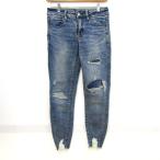 アメリカンイーグル デニムパンツ ボトムス ダメージ加工 ジーンズ レディース US4サイズ ブルー American Eagle