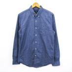 アメリカンイーグル 長袖デニムシャツ ボタンダウン スリムフィット トップス メンズ Mサイズ ネイビー American Eagle