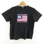ポロジーンズ ラルフローレン 半袖Tシャツ トップス RL アメリカ国旗 レディース Mサイズ ブラック POLO JEANS RALPH LAUREN