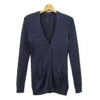 ラルフローレン カーディガン トップス 長袖 Vネック ケーブルニット シルク レディース Mサイズ ネイビー RALPH LAUREN