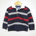  Tommy Hilfiger длинный рукав вязаный Rugger рубашка окантовка рисунок baby для мальчика 2T/B размер темно-синий × белый × красный TOMMY HILFIGER