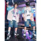  Baseball рубашка танцевальный костюм Kids Denim укороченные брюки Jazz hip-hop симпатичный постановка одежда для мужчин и женщин jazz hiphop popping