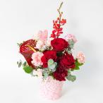 母の日 2026 ギフト フラワーアレンジメント バラ カーネーション 赤 送料無料 メッセージカード付 [ラ・ベル]A-4