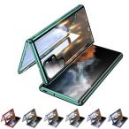 Galaxy S25 ケース アルミ バンパー S25+ S25 Ultra カバー 前後強化ガラス かっこいい アルミバンパー ロック付き カメラ保護 クリア 透明 両面