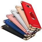 Galaxy S8 ケース/カバー シンプル スリム メッキ仕上げ スマホリング 付き ギャラクシーS8 リング紐 ストラップ 耐衝撃 ハードケース/カバー