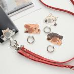 ショッピングスマホ ショルダーストラップ スマホショルダー ストラップ止めパーツ シュリンクレザーストラップ付き アニマル 猫 犬 ストラップホルダー メール便送料無料