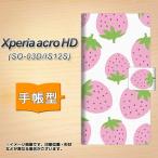 ショッピングacro Xperia acro HD SO-03D / IS12S 手帳型スマホケース SC816 大きいイチゴ模様 ピンク