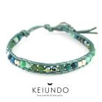 Yahoo! Yahoo!ショッピング(ヤフー ショッピング)KEIUNDO レザー 1連 ラップ ブレスレット 天然石 アゲート グリーン 本革 レディース メンズ