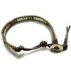 Yahoo! Yahoo!ショッピング(ヤフー ショッピング)KEIUNDO レザー 1連 ラップ ブレスレット 天然石 アベンチュリン Gグリーンピンクミックス 本革 レディース メンズ