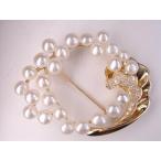 １８金淡水パールブローチ＆天然ダイ...