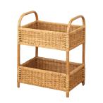 ショッピングリビング リビング 雑貨 収納 快適生活 天然籐の二段式ラック