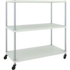 物品棚 パイプ棚 ＴＲＵＳＣＯ　スチールラック　フェニックスラック　１２００Ｘ６００　３段　Ｕ車輪付　Ｗ色　抗菌粉体塗装　  (PER-4463-U125-W)