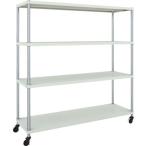 物品棚 パイプ棚 ＴＲＵＳＣＯ　スチールラック　フェニックスラック　１５００Ｘ４５０　４段　Ｕ車輪付　Ｗ色　抗菌粉体塗装　  (PER-5544-U125-W)