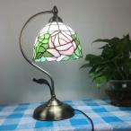 ガラス工芸 北欧 卓上ランプ 卓上照明 テーブルランプ 読書灯 花柄 デスクライト 綺麗 おしゃれ 豪華 子供 ベッドサイド ステンドグラス アンティーク レトロ