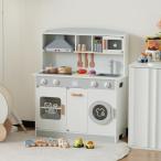 [ белый ]OSJ игрушечный кухня из дерева кухня с подсветкой кухонная утварь имеется приправа пищевые ингредиенты овощи развивающая игрушка плитка микроволновая печь домашние дела игрушка 