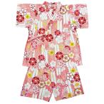 ショッピング甚平 女の子 甚平 女の子用 さくら柄 ピンク  綿100％ 日本製 110,120サイズ お祭り 花火 キャンプ お散歩 イベント かわいい 浴衣 着崩れしない 歩きやすい くつろぎぎ