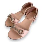  прекрасный товар GUCCI Gucci шланг bit лодыжка ремешок Flat сандалии Kids ребенок обувь 28 18cm соответствует розовый Kids б/у одежда б/у 