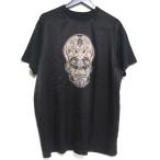 良品 GIVENCHY ジバンシィ ジバンシー スカルプリント シルクパネル ショートスリーブ 半袖 Tシャツ 37サイズ ブラック×ベージュ メンズ 古着 中古