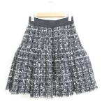ショッピングGABBANA 美品 DOLCE&GABBANA ドルチェ&ガッバーナ アンゴラ シルク ひざ丈 ツイード イージースカート 40 ブラック グレー ホワイト レディース 古着 中古
