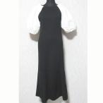 美品 Mila Owen ミラオーウェン 袖パフドッキングワンピース 09WNO221129 サイズ0 ブラック ホワイト レディース 古着 中古