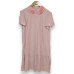 未使用 20SS RED VALENTINO レッドヴァレンティノ 桜色の限定ドレス フラワー装飾 パフスリーブ ミモレ丈ワンピース 40 ピンク レディース 古着 中古