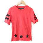 良品 HYDROGEN ハイドロゲン スカル スター ナンバリング 半袖 クルーネック Tシャツ トップス カットソー 小さいサイズ XXS レッド レディース 古着 中古