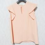 美品 Chloe クロエ スリットネック フリルスリーブ プルオーバー ブラウス カットソー 36 ブロッサムピンク レディース 古着 中古