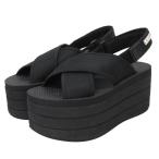 美品 MARNI マルニ クロスストラップ 厚底 プラットフォームサンダル 36/23cm相当 ブラック レディース 古着 中古