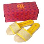 美品 TORY BURCH トリーバーチ モノグラム エスパドリーユ フラットサンダル US6.5 23.5cm イエロー レディース 古着 中古
