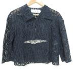 美品 Christian Dior クリスチャンディオール ラフシモンズ期 シアー 総レース ブラウス シャツ サイズF34 ネイビー レディース 古着 中古