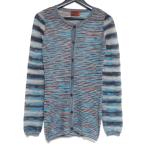 MISSONI ミッソーニ ボーダー柄 長袖 ニット カーディガン サイズ38 ブルー系 マルチカラー レディース 古着 中古