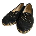  прекрасный товар TSUMORI CHISATO WALK Tsumori Chisato walk перфорирование эспадрильи туфли без застежки 23.5cm черный женский б/у одежда б/у 