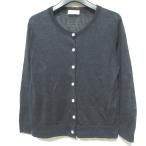 美品 MARGARET HOWELL マーガレットハウエル クルーネックリネンニットカーディガン 578-0164660 サイズ2 ネイビー レディース 古着 中古