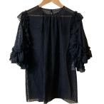 美品 DOLCE&GABBANA ドルチェアンドガッバーナ シルク フリル シアーブラウス サイズ36 ブラック レディース 古着 中古