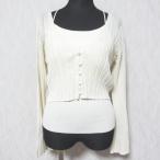 美品 23AW SNIDEL スナイデル シアーCD&カップインキャミSETUP アンサンブルニット SWNT234199 F アイボリー レディース 古着 中古