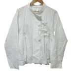 美品 クリーニング済 22AW tao タオ コムデギャルソン サイドギャザー リボンブラウス シャツ TJ-B014 S ホワイト レディース 古着 中古