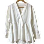 ショッピング比較 美品 25SS LE PHIL ルフィル ナイロン ストレッチブロードブラウス サイズF ホワイト レディース 古着 中古