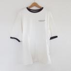 美品 22SS Americana アメリカーナ ジーンズファクトリー 別注  ビッグシルエット バックプリントTシャツ カットソー オフホワイト レディース 古着 中古
