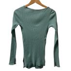 良品 AURALEE オーラリー Ron Herman ロンハーマン 別注 ギザ ボートネック 長袖 カットソー A7SB01RH サイズ1 グリーン レディース 古着 中古