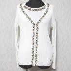  хорошая вещь DAKS Dux Short рукав ребра вязаный кардиган ансамбль размер 38 белый женский б/у одежда б/у 