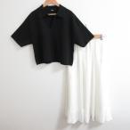  хорошая вещь 25SS Mila Owen Mira o-wen короткий длина Skipper Polo вязаный × юбка SET UP размер 0 MIX черный белый женский б/у одежда б/у 