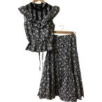 ショッピングmarc 美品 MARC BY MARC JACOBS マークジェイコブス 花柄 ブラウス スカート セットアップ サイズ00 ブラック レディース 古着 中古
