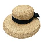 ショッピングヘレンカミンスキー 美品 HELEN KAMINSKI ヘレンカミンスキー ブラックリボン ラフィアハット ベージュ レディース 古着 中古