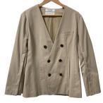 ショッピング古着 美品 THE CURE×YUKO KUROSAWA ザキュアー×ユウコ クロサワ ノーカラー ダブルジャケット KUF-021 サイズ2 ベージュ レディース 古着 中古