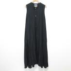 ショッピングノースリーブ 美品 CHAOS カオス リネンブレンド ノースリーブ ワンピース CH209029ER サイズＦ ブラック レディース 古着 中古