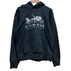 美品 COACH コーチ ロゴ刺繍 スウェットフーディ パーカー Sサイズ ブラック メンズ レディース 古着 中古