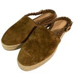 美品 Gianvito Rossi ジャンヴィトロッシ スエード スリングバック エスパドリーユ サンダル サイズ37.5 約24.5cm ブラウン レディース 古着 中古